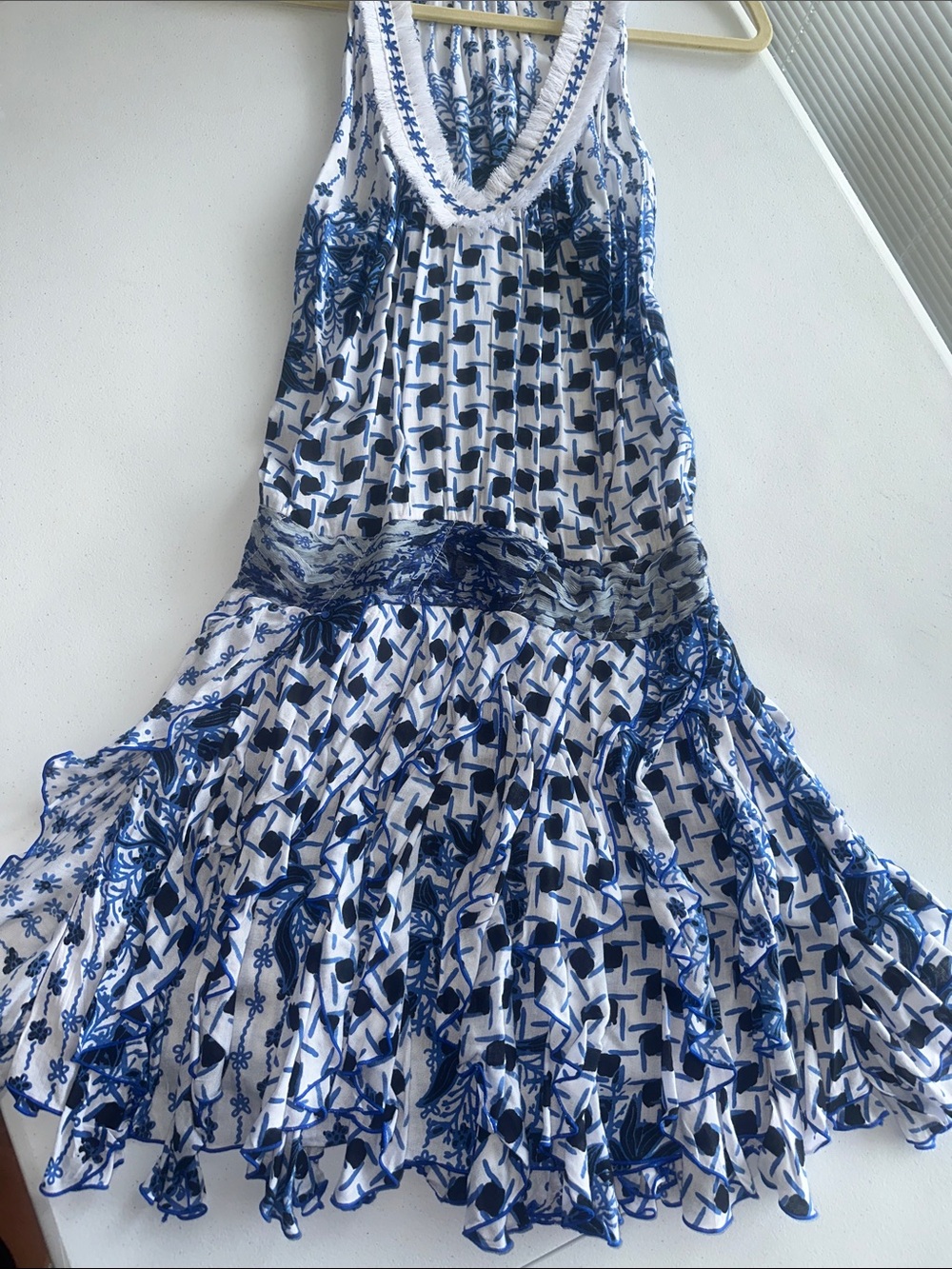 Poupette St Barth Blue and White Printed Halter dress, brand new, great fit